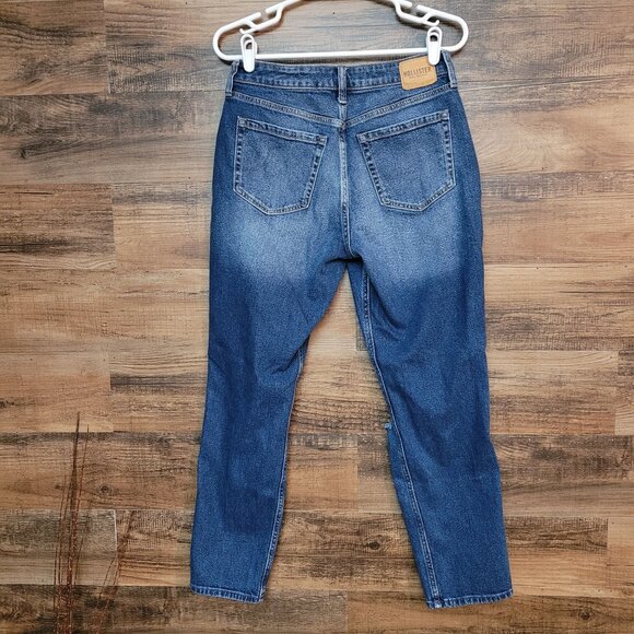 Hollister Jeans Size 28 Curvy High Rise Mom Ripped Medium Dark Wash Stretch - Picture 2 of 9